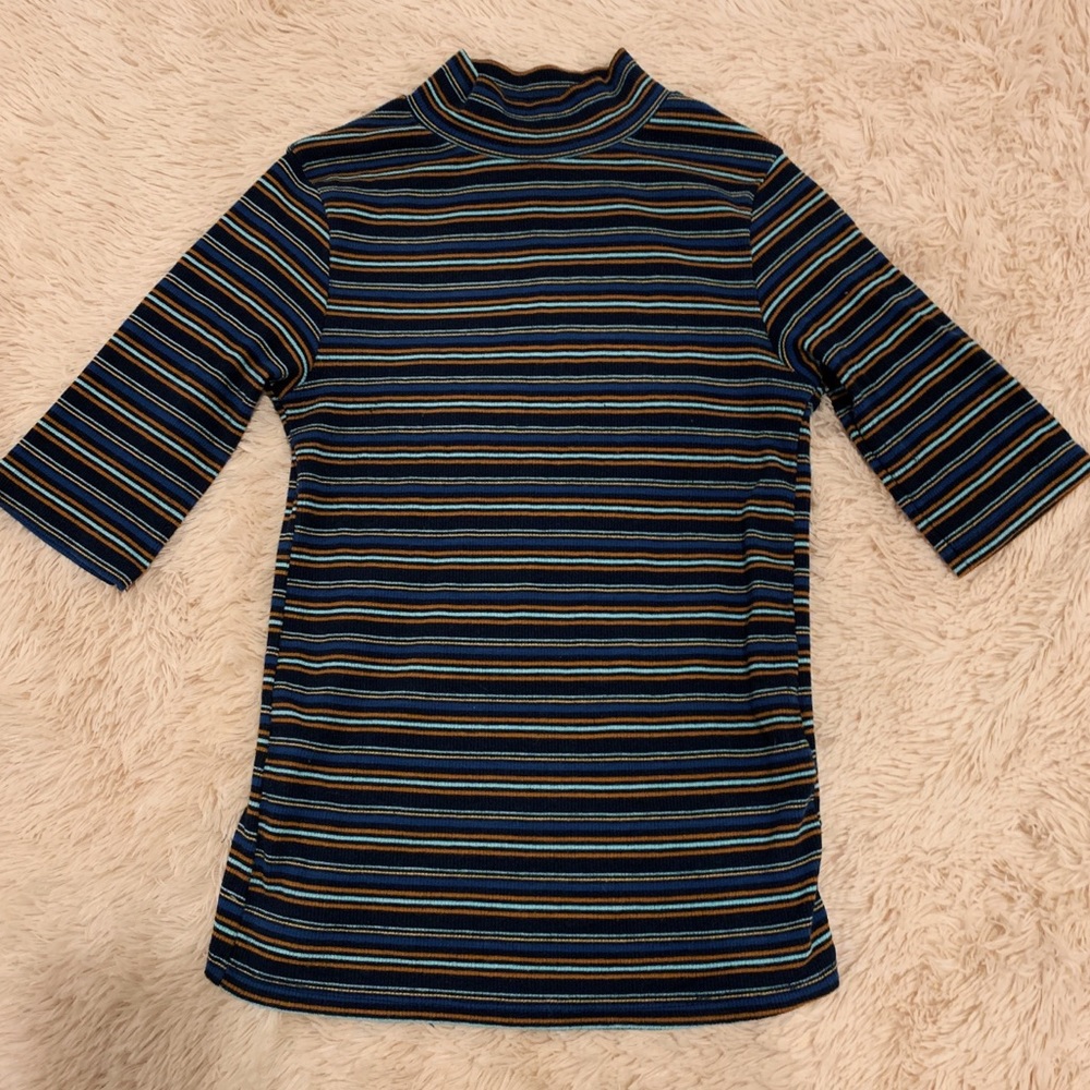 Zara mock neck striped shirt